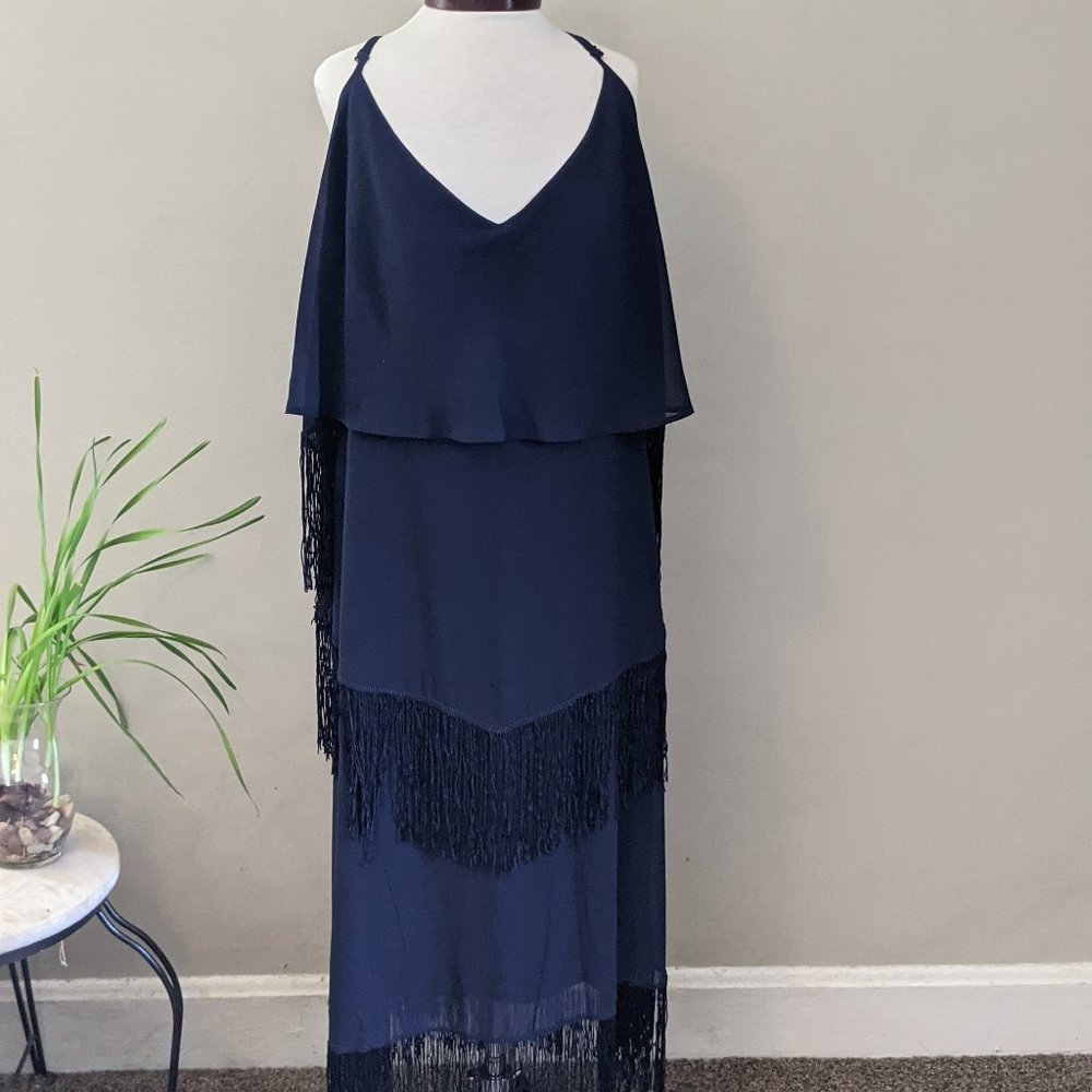 ASOS Curve Navy Fringe Minimal Dress